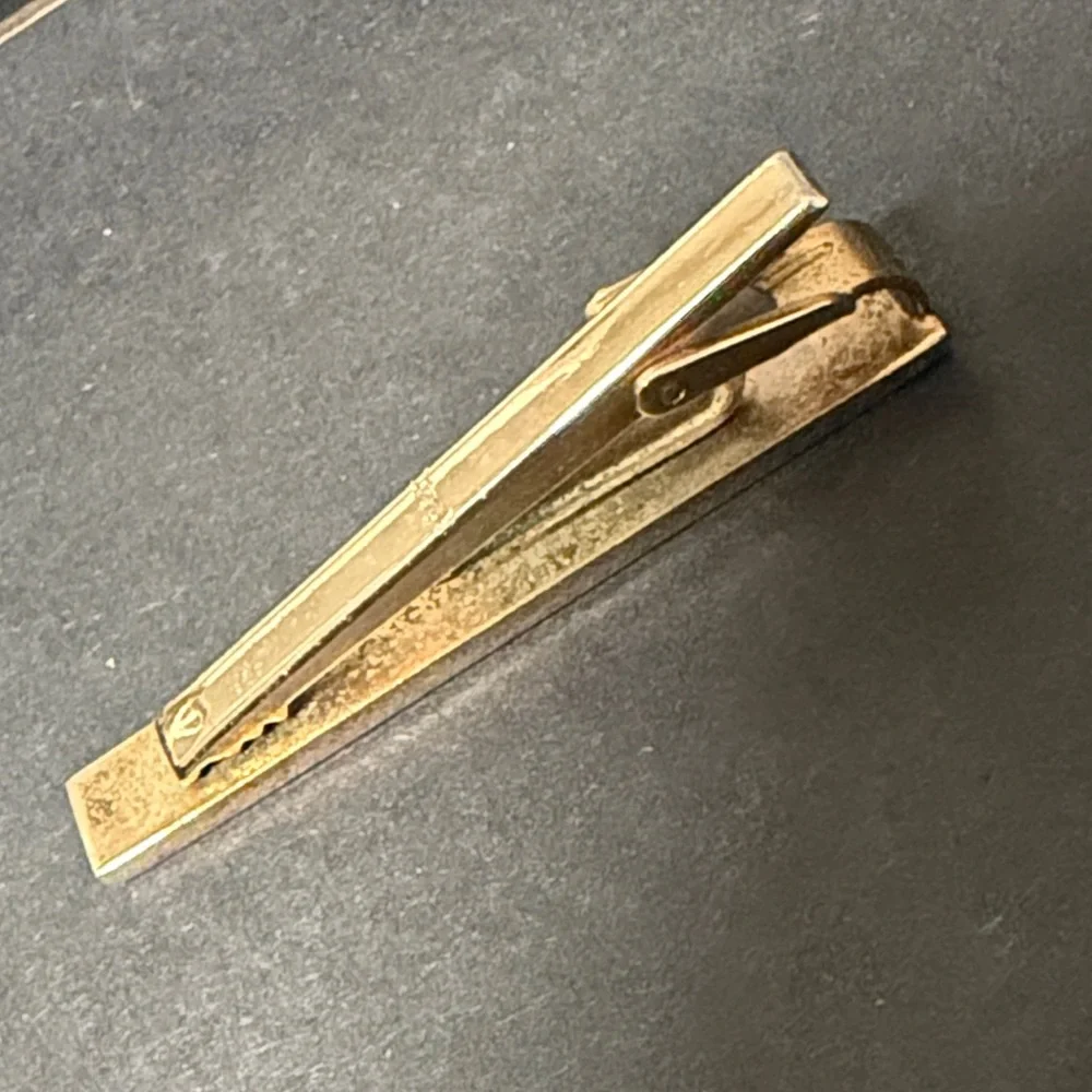 Authentic YSL / Yves Saint Laurent Black and Gold Tie Clip